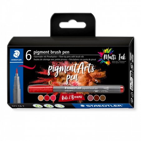 Staedtler - Brush Pen Pigment Red/Brown 6 pcs assorted (371C6-7)