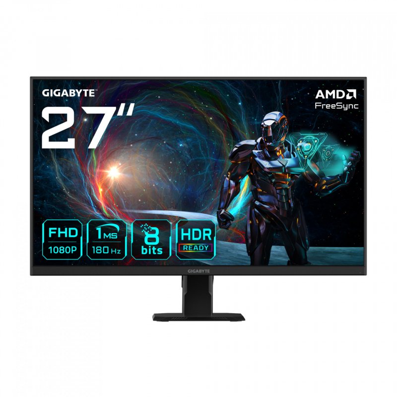GIGABYTE GS27FA Moniteur de jeu 27” FHD - 1920 x 1080 (FHD), 180Hz, 1ms, 300 cd/m2, FreeSync, HDR Ready, HDMI 2.0