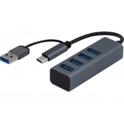 DACOMEX USB Hub HB614 4 x Type-A, adapter Type-A / Type-C