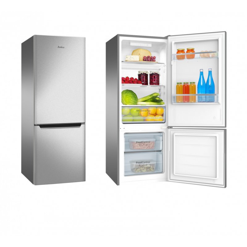 Amica KGCL 384 160 E réfrigérateur-congélateur Pose libre 205 L Acier inoxydable