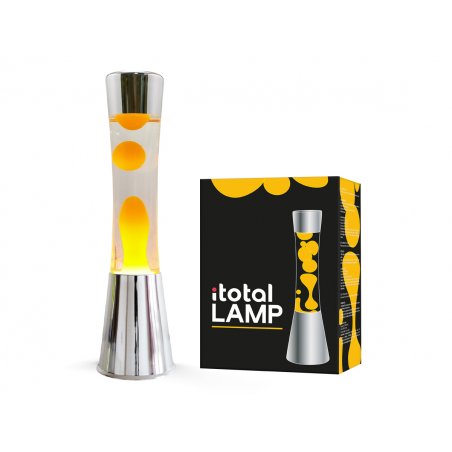 iTotal - Lava Lamp with Silver Base, See-through Liquid and Orange Wax - Orange - 40 cm