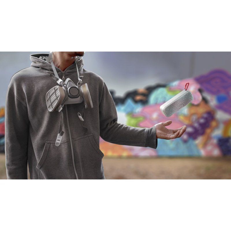 Hama PowerBrick 2.0 Bluetooth/3.5mm Jack 8W Portable Loudspeaker, 2500mAh Battery, IPX4 Splashproof, Carabiner, White