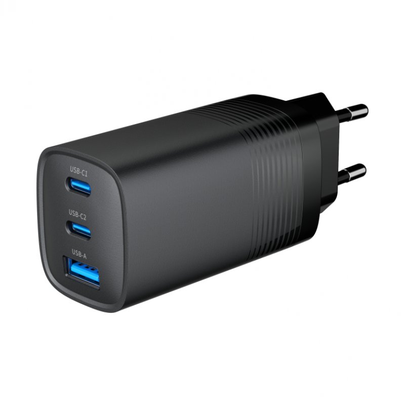 Gembird TA-UC-PDQC65-01-BK 3-port 65 W GaN USB PowerDelivery fast charger black