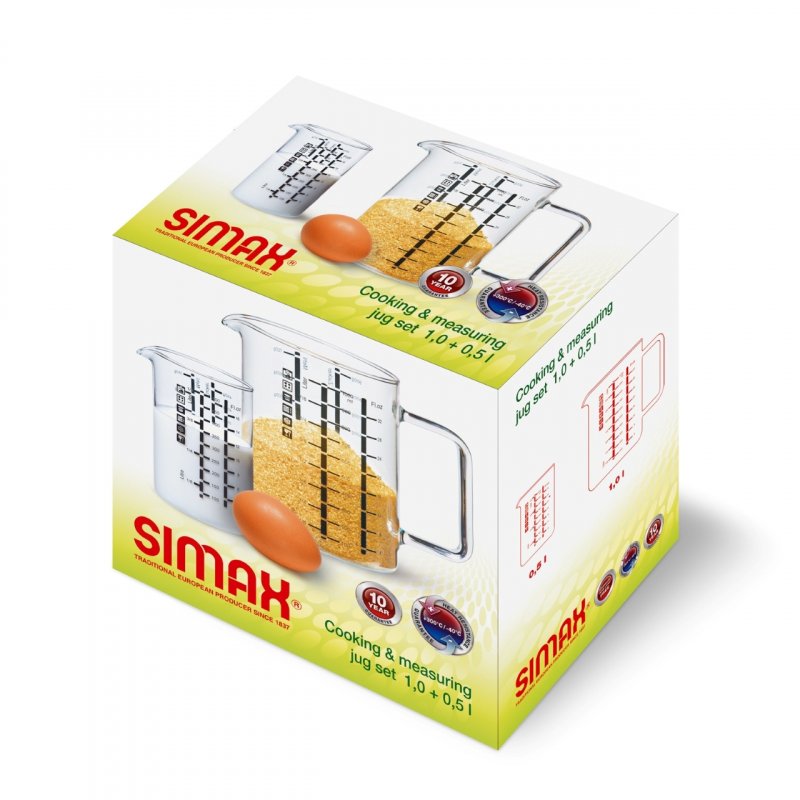 Lot de 2 verres mesureur, cont 0,50l, dimension 80 x 134 mm, cont 1l, dimensions 150 x 150 mm - verre borosilicate-172