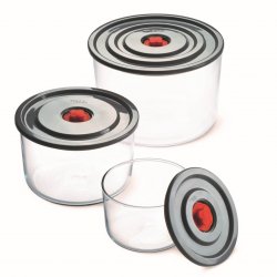 Lot de 3 boites alimentaires - cont 2L, dim 187x128 mm, cont 1L-156x100 mm, cont 0,35L-116x76 mm -verre