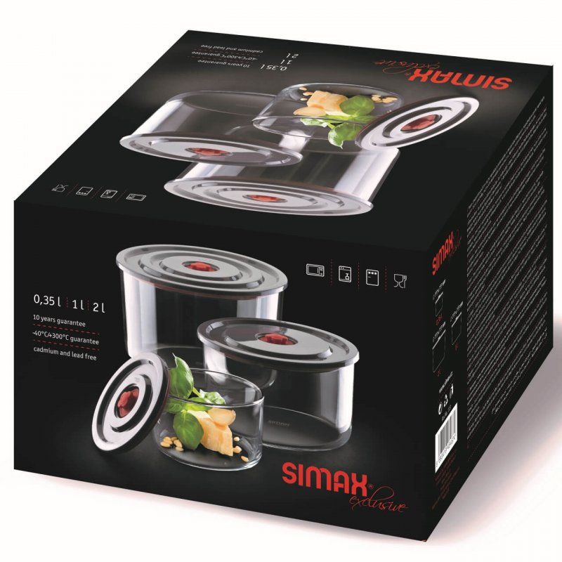 STOCKICX6 - Lot de 3 boites alimentaires - cont 2L, dim 187x128 mm, cont 1L-156x100 mm, cont 0,35L-116x76 mm -verre