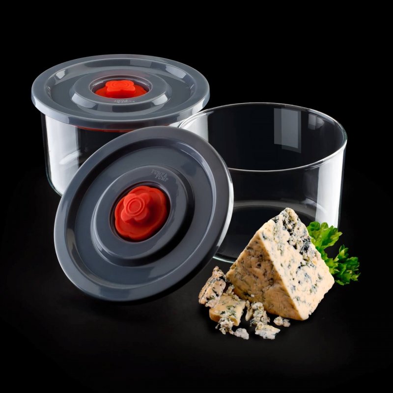 Lot de 3 boites alimentaires - cont 2L, dim 187x128 mm, cont 1L-156x100 mm, cont 0,35L-116x76 mm -verre