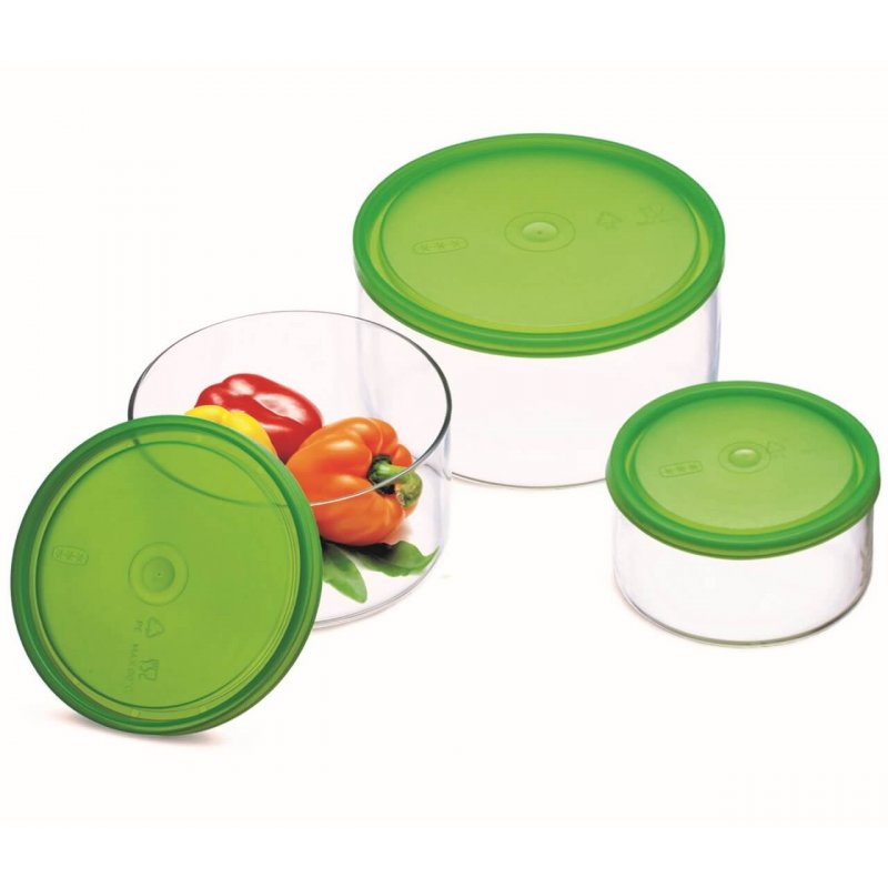 Lot de 3 boites alimentaires, cont 0,40L, dim 105 x 68 mm - 0,80L, 132 x 80 mm - 1,50L, 163 x 93 mm-verre