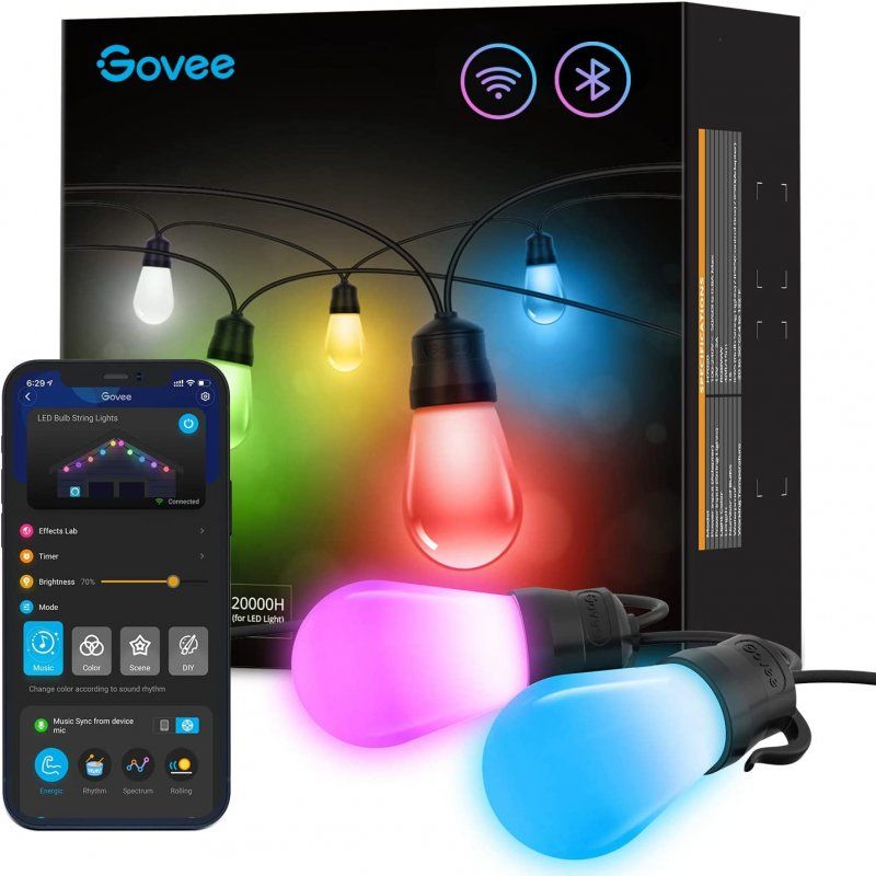 Govee - RGBW 14m Bluetooth & Wi-Fi Outdoor String Lights