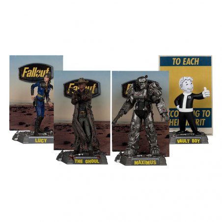 Fallout pack 4 statuettes PVC Movie Maniacs Lucy, Maximus, The Ghoul & Vault Boy 15 cm