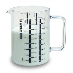 Verre mesureur avec anse, contenance 1 l , dimensions 150 x 150mm - verre borosilicate -très haute résistance 3843