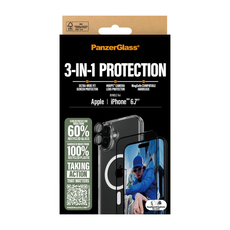 PanzerGlass PG 3-in-1 Bundle iPhone 16 6.7Inch