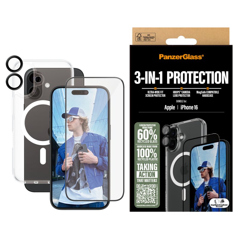PanzerGlass 3-in-1 Protection Bundle iPhone 16