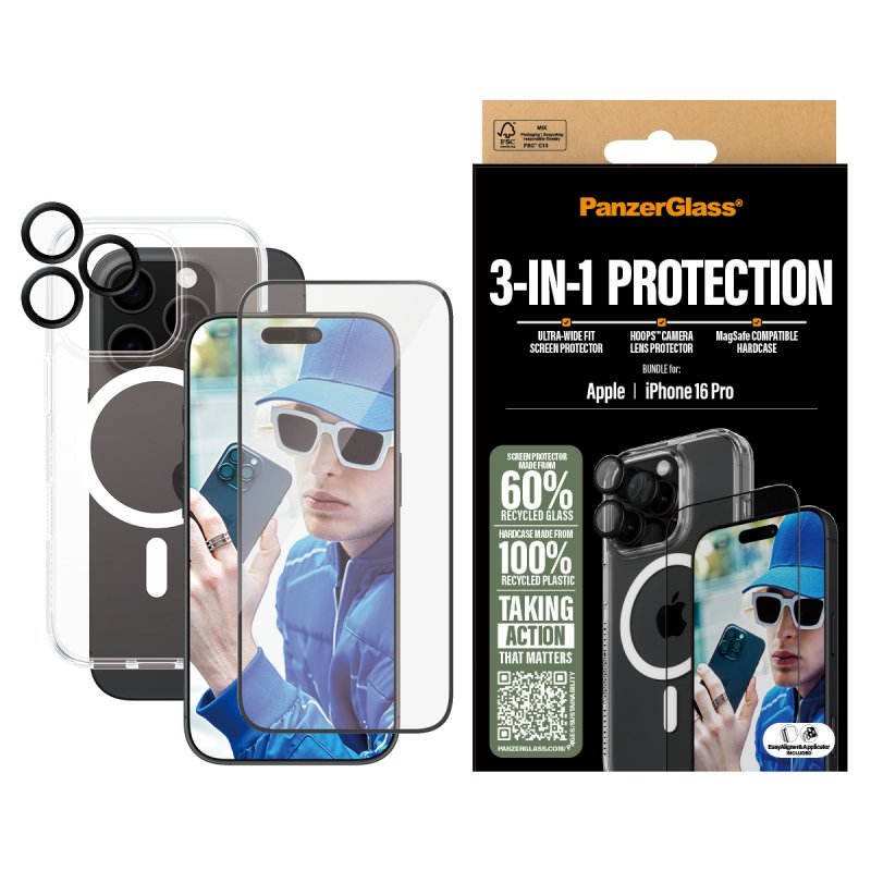 PanzerGlass - iPhone 16 6.3'' Pro 3-in-1 Protection Bundle