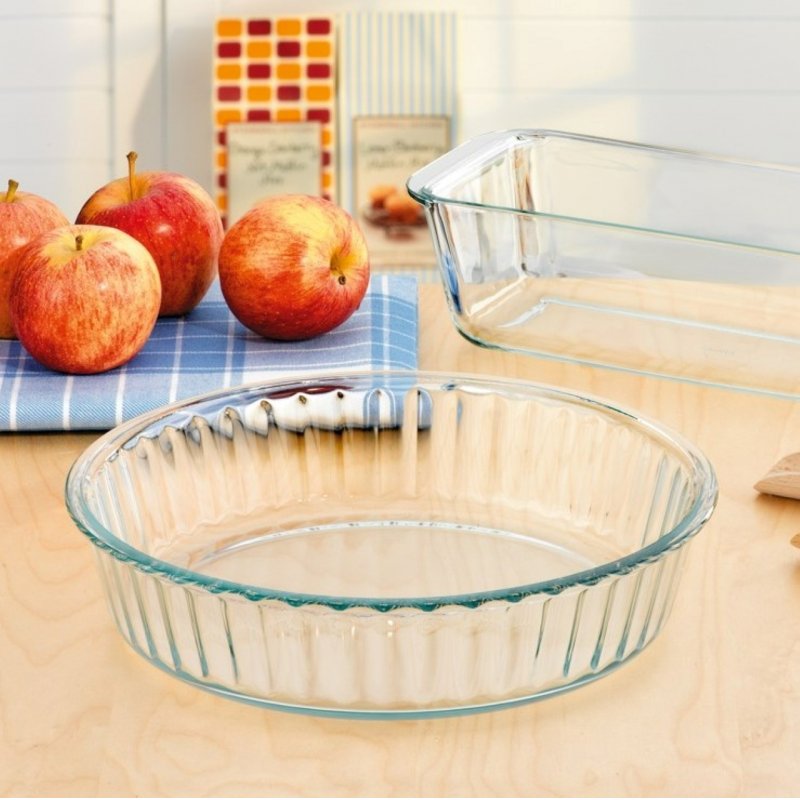 Moule à manqué en verre, contenance 2,10 l, dimensions Ø 260 x 58 mm - verre borosilicate -très haute résistance