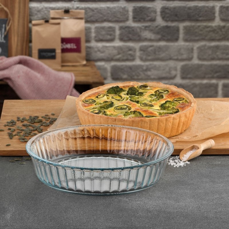 Moule à manqué en verre, contenance 2,10 l, dimensions Ø 260 x 58 mm - verre borosilicate -très haute résistance