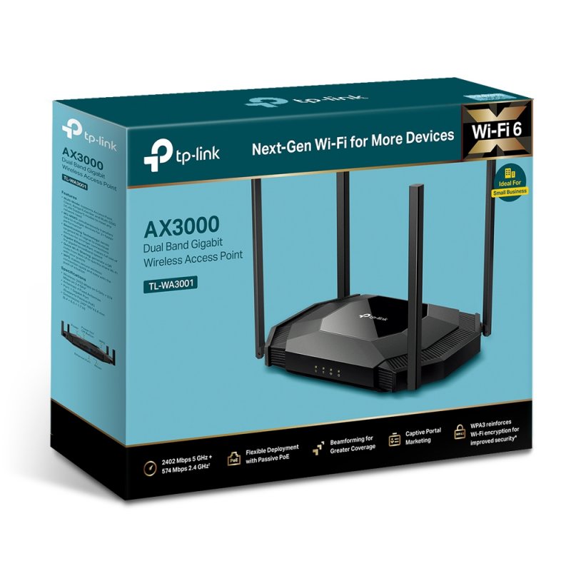 TP-Link TL-WA3001 point d'accès réseaux locaux sans fil 2402 Mbit/s Noir Connexion Ethernet, supportant