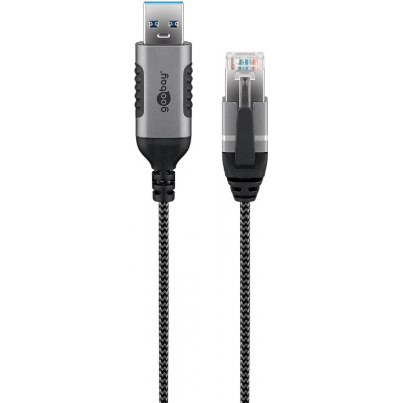 Goobay 74397 cable gender changer USB 3.0 type A RJ45 Black, Silver