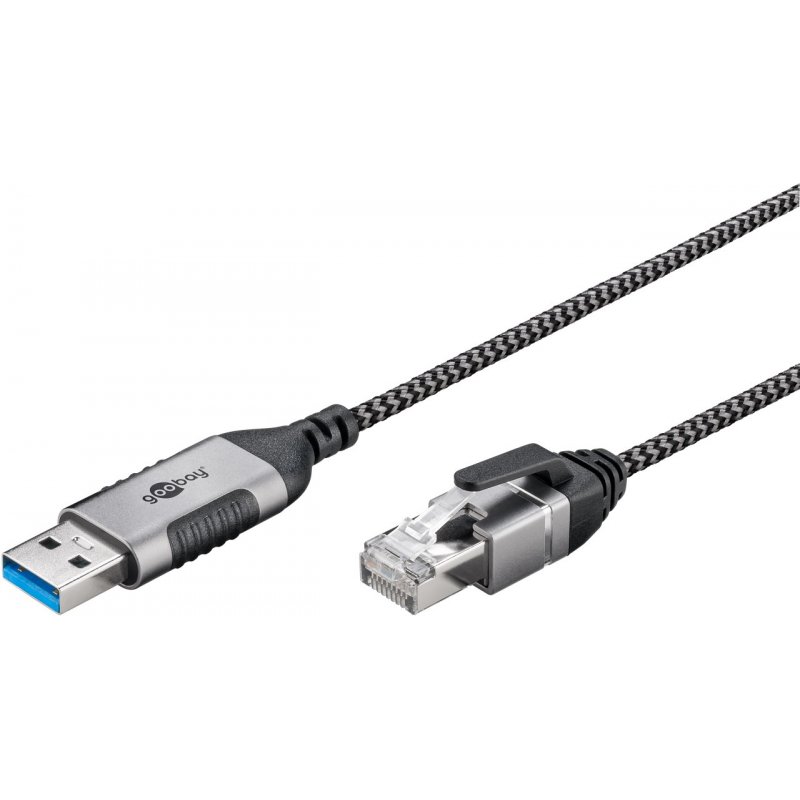 Goobay 74397 cable gender changer USB 3.0 type A RJ45 Black, Silver