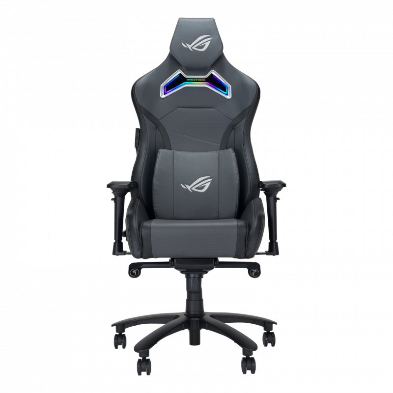 ROG Chariot X Gaming-Stuhl (grau/schwarz, Rennwagen-Stil, Aura RGB-Beleuchtung)