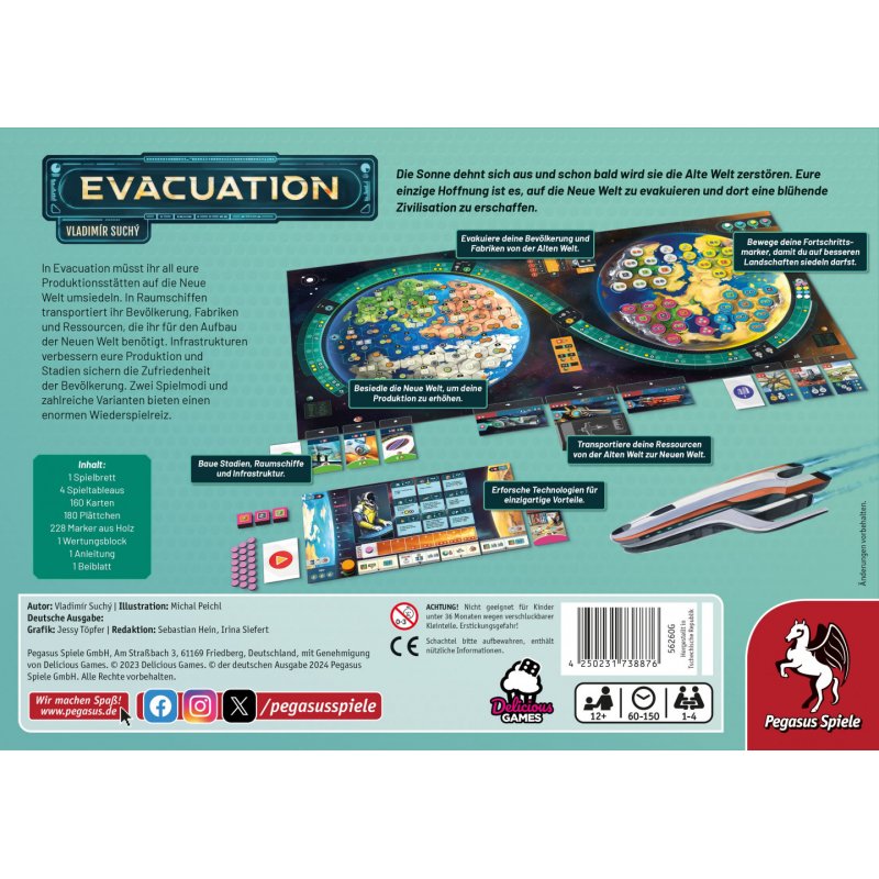 Pegasus Spiele 56260G board/card game Evacuation Board game Multi-genre