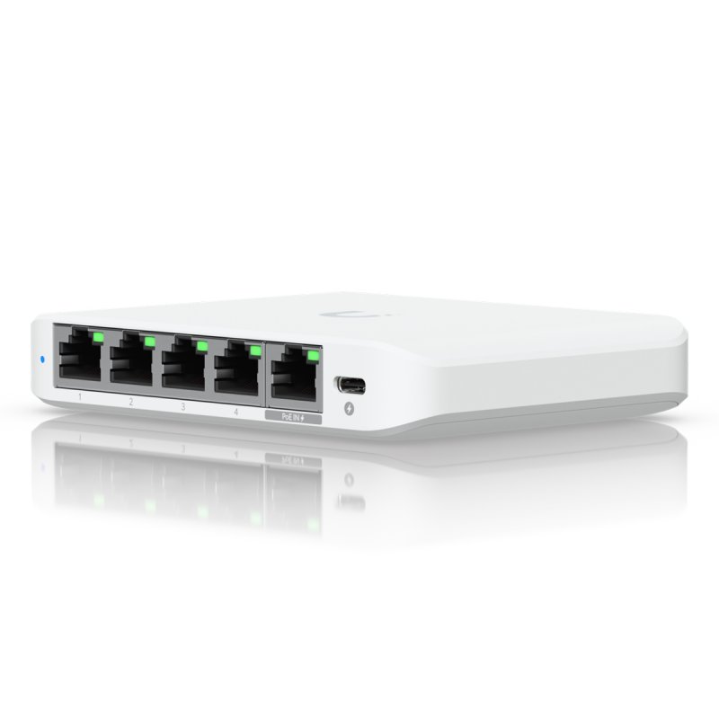Ubiquiti Flex Mini 2.5G Managed Switch 4x 2.5G Ethernet, 1x 2.5GbE PoE (zur Stromversorgung)