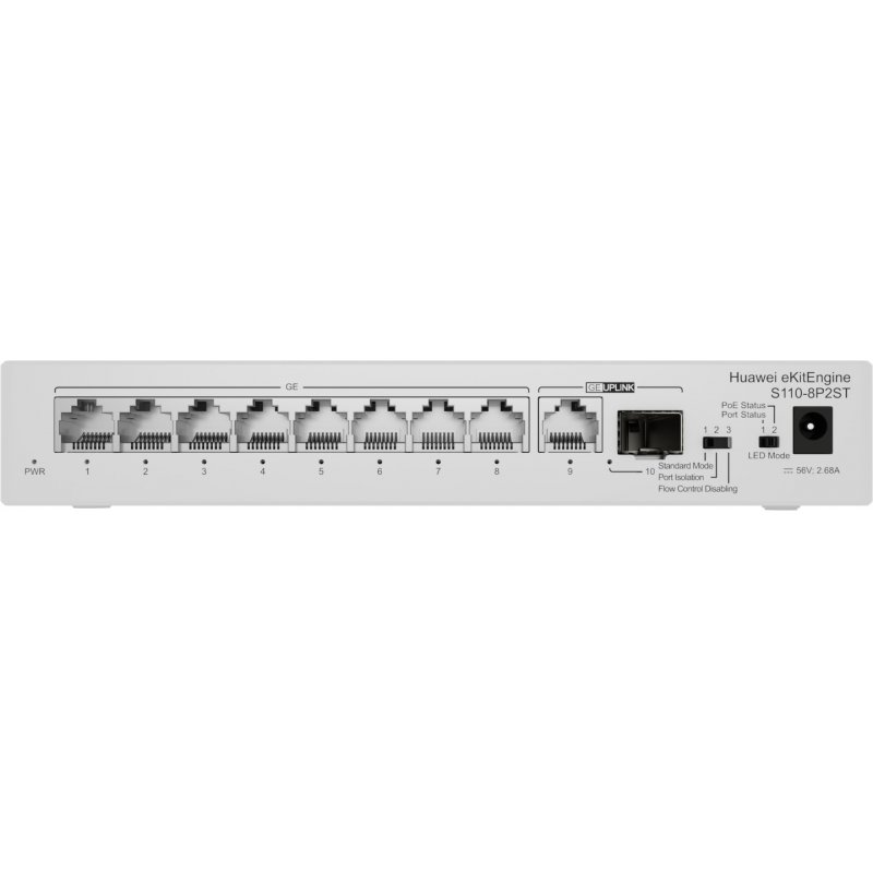 Huawei S110-8P2ST | Switch | 8x GE PoE , 1x SFP, 1x GE, 124W, AC