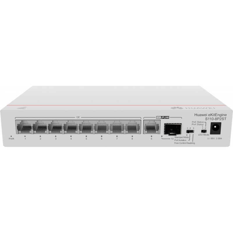 Huawei S110-8P2ST | Switch | 8x GE PoE , 1x SFP, 1x GE, 124W, AC