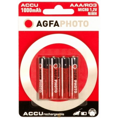 AgfaPhoto Batterijen 1x4 Akku NiMh Micro 1000 mAh Batterie rechargeable Hybrides nickel-métal (NiMH)