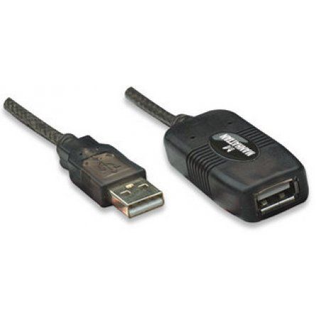 Manhattan USB-A to USB-A Extension Cable, 10m, Male to Female, Active, 480 Mbps (USB 2.0), Daisy-Chainable, Built In