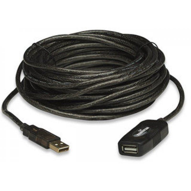 Manhattan USB-A to USB-A Extension Cable, 10m, Male to Female, Active, 480 Mbps (USB 2.0), Daisy-Chainable, Built In