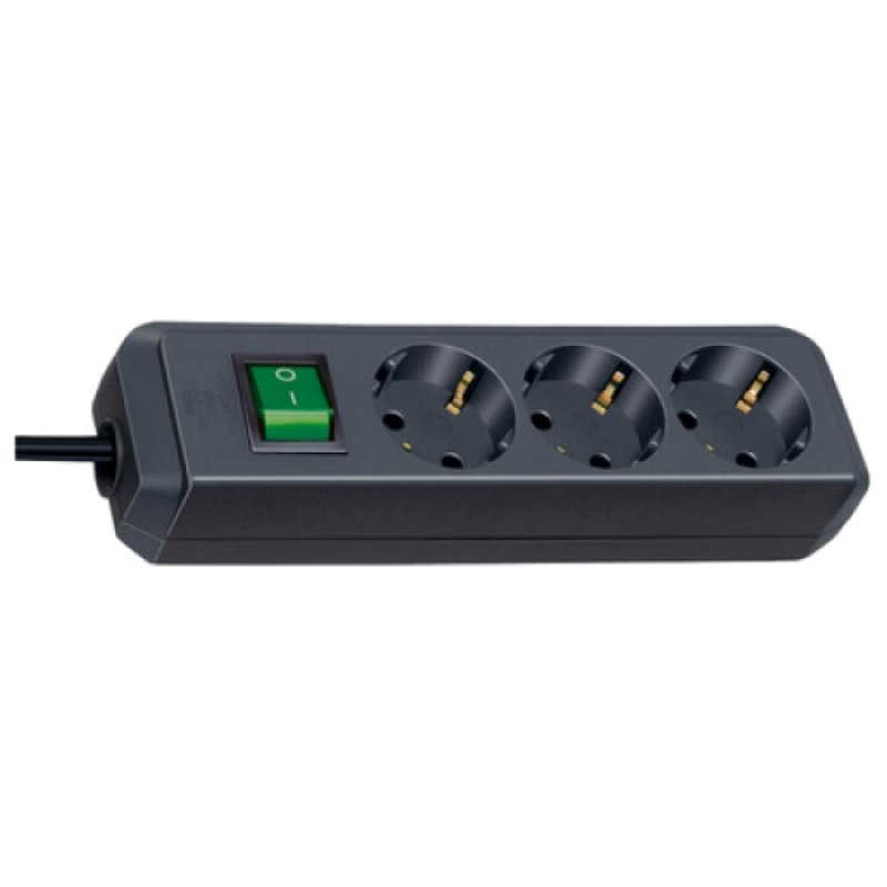 Brennenstuhl Eco-Line with switch and 1,5 mm² Ø cable power extension 5 m 3 AC outlet(s) Black