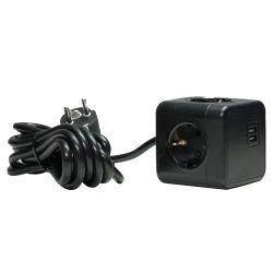 Microconnect GRUCUBE2USB-B3 multiprise 3 m 3 sortie(s) CA Intérieure Noir