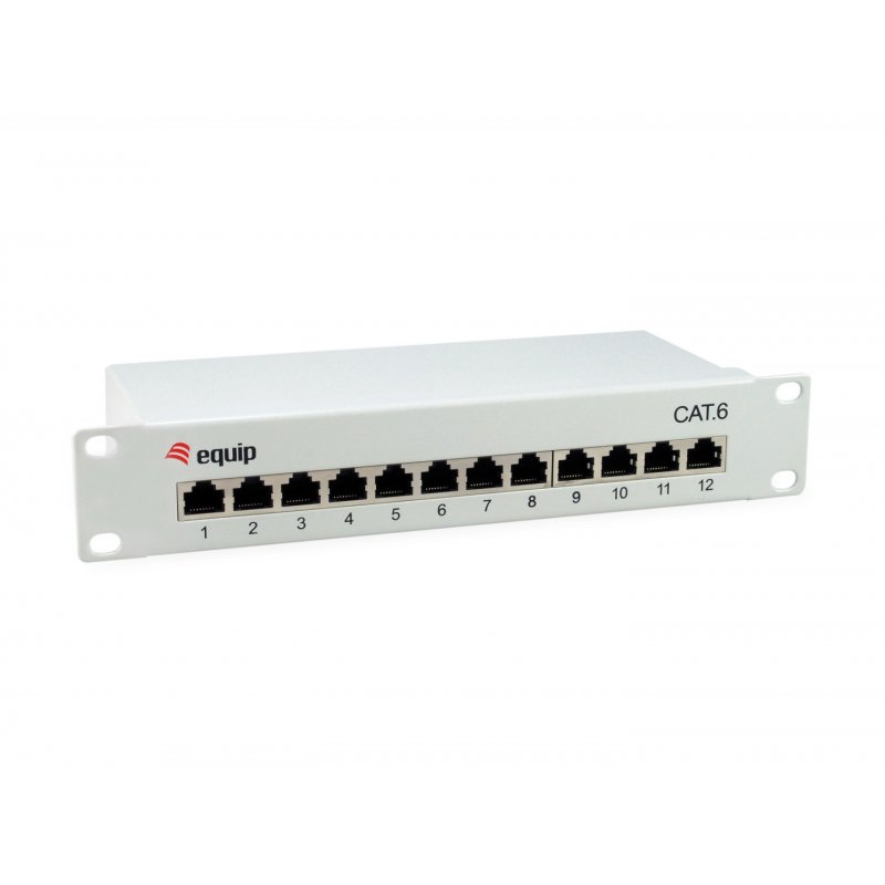 Equip 12-Port Cat.6 Shielded Patch Panel, Light Grey