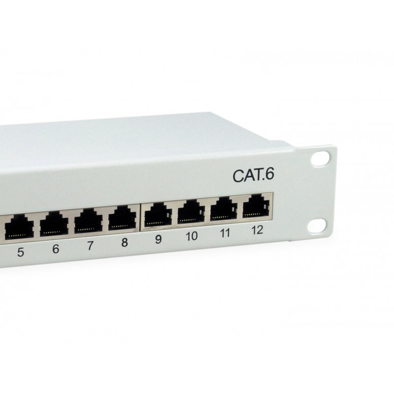 Equip 12-Port Cat.6 Shielded Patch Panel, Light Grey