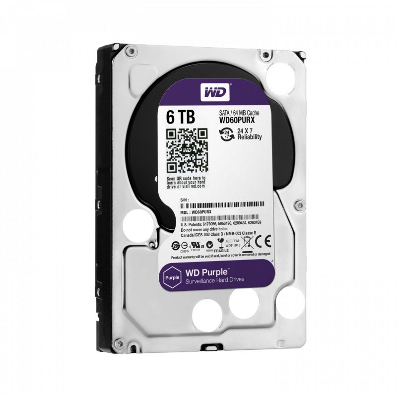 Western Digital Purple disque dur 6 To 5400 tr/min 64 Mo 3.5" Série ATA III