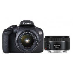 Canon EOS 2000D EF-S 18-55 IS II EF 50mm 1/2" SLR Camera Body 24.1 MP CMOS 6000 x 4000 pixels Black