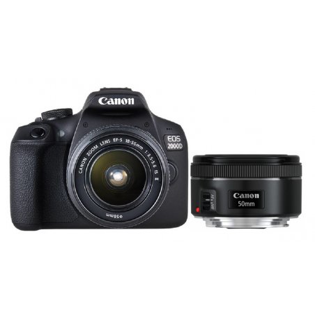 Canon EOS 2000D EF-S 18-55 IS II EF 50mm 1/2" SLR Camera Body 24.1 MP CMOS 6000 x 4000 pixels Black