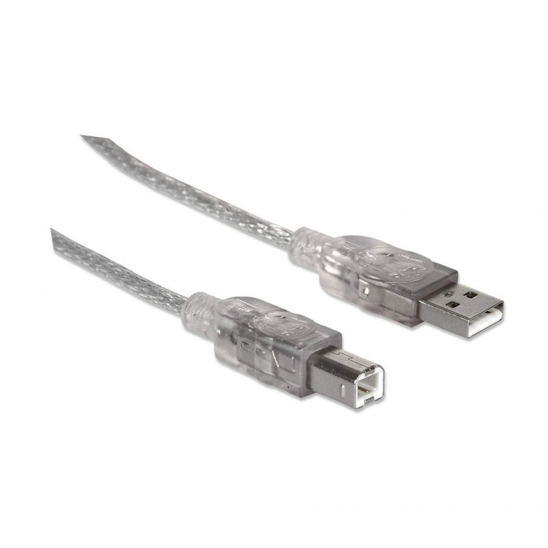Manhattan 345408 câble USB USB 2.0 5 m USB A USB B Argent