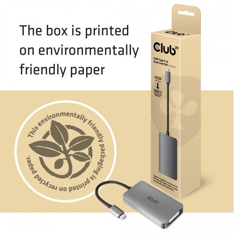 CLUB3D USB3.2 Gen1 Type-C to Dual Link DVI-D HDCP ON version Active Adapter M/F