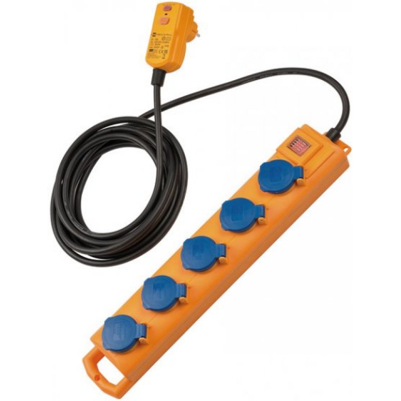 Brennenstuhl 1159900805 power extension 5 m 5 AC outlet(s) Outdoor Black, Blue, Yellow