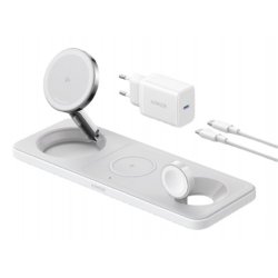 CARGADOR ANKER MAGGO MAGNETIC WIRELESS CHARGER (15W 3-IN-1 PAD WHITE)