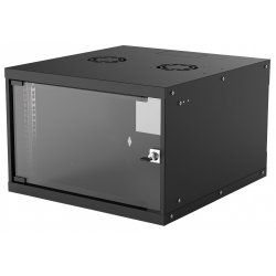 Intellinet Network Cabinet, Wall Mount (Basic), 6U, Usable Depth 500mm/Width 485mm, Black, Flatpack, Max 50kg, Glass