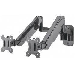 Manhattan TV & Monitor Mount, Wall, Full Motion (Gas Spring), 2 screens, Screen Sizes: 17-32", Black, Dual Screen, VESA