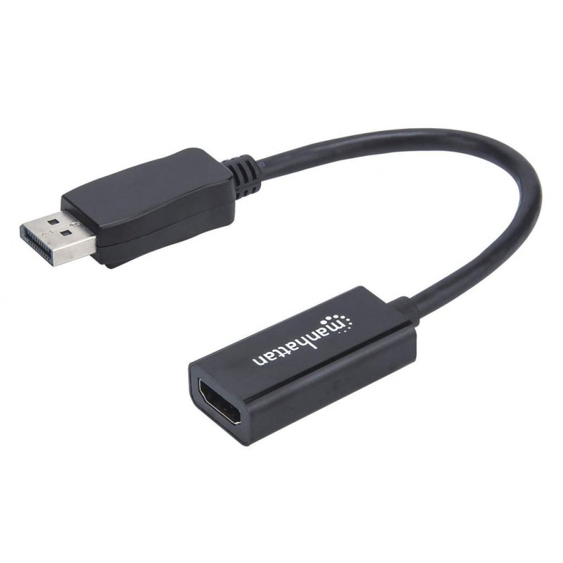 Manhattan DisplayPort 1.1 to HDMI Adapter Cable, 1080p@60Hz, Male to Female, Black, DP With Latch, Not Bi-Directional,