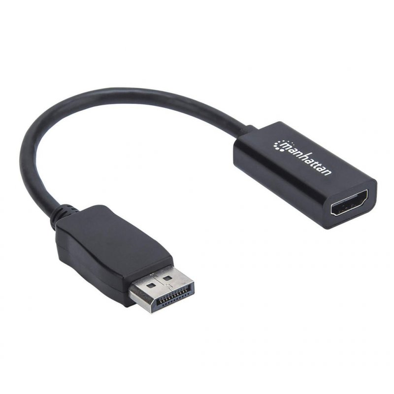Manhattan DisplayPort 1.1 to HDMI Adapter Cable, 1080p@60Hz, Male to Female, Black, DP With Latch, Not Bi-Directional,