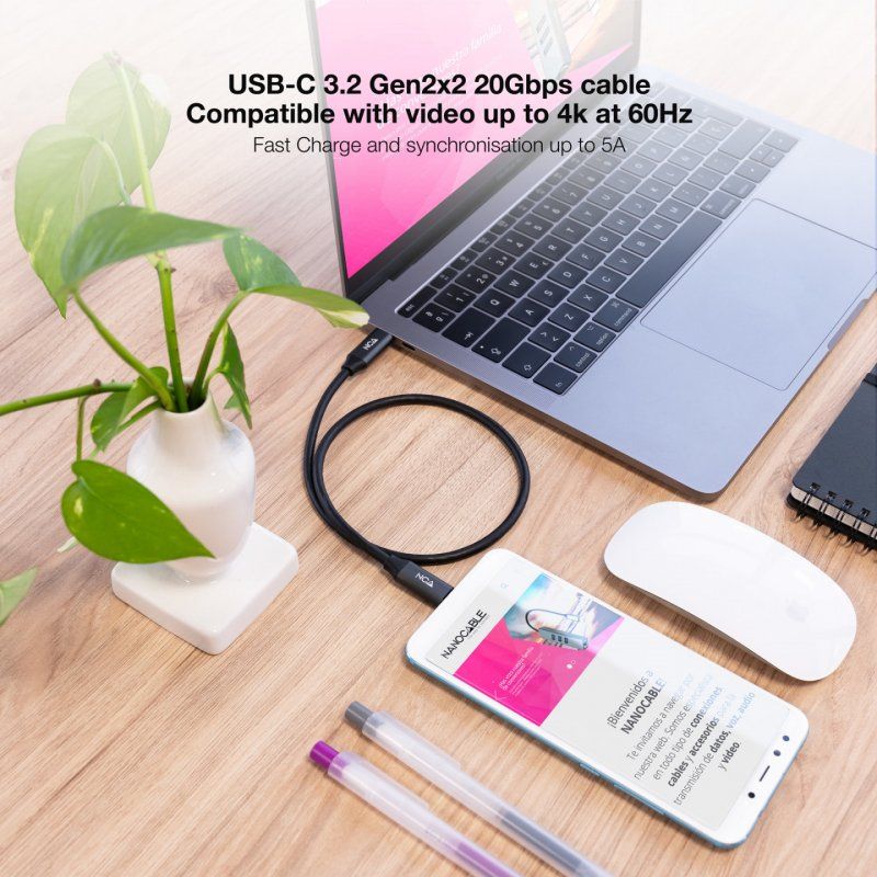 Nanocable 10.01.4301 USB cable USB4 Gen 2x2 1 m USB C Black