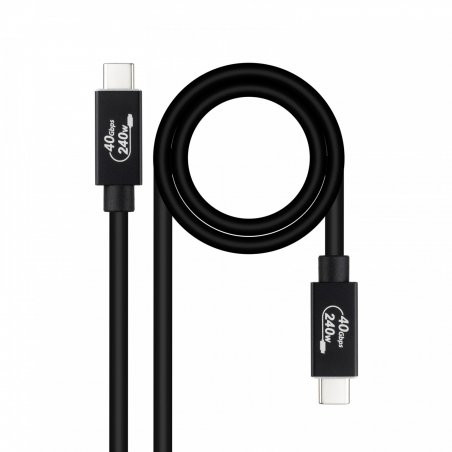 Nanocable USB 4 Gen 3x2 40Gbps 5A/240W Cable, USB-C/M-USB-C/M, Black, 1 m