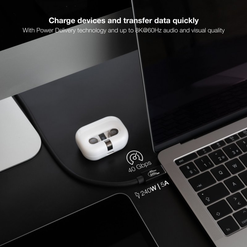 Nanocable USB 4 Gen 3x2 40Gbps 5A/240W Cable, USB-C/M-USB-C/M, Black, 1 m