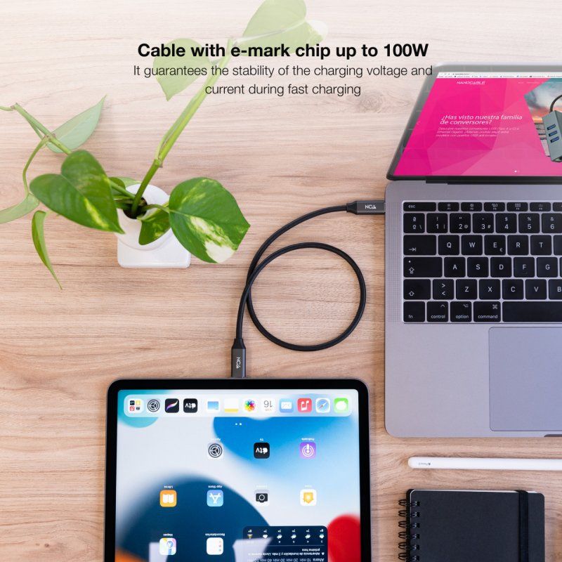 Nanocable 10.01.4302 câble USB USB4 Gen 2x2 2 m USB C Noir